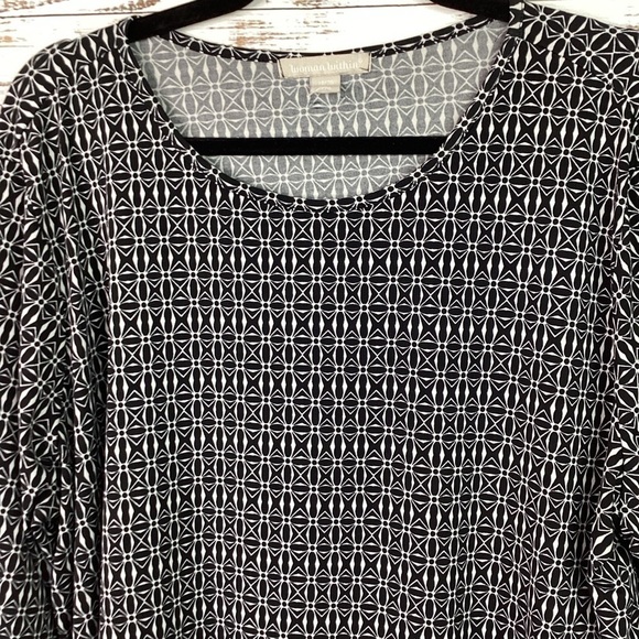 WOMAN WITHIN PLUS SIZE 18 20 TOP BLACK WHITE BLOUSE GUC - Picture 6 of 12